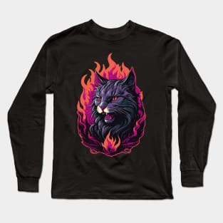 the demon cat vector Long Sleeve T-Shirt